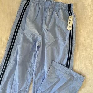 No Boundaries Light Blue Track Pants with Black Stripes